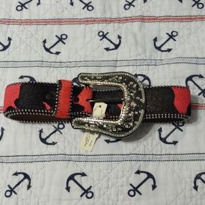 Women's pink/black Justin belt